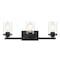 Designers Fountain Jedrek 24in 3-Light Black Industrial Indoor Vanity Light with Clear Glass Shades 93303-BK - alternate 1